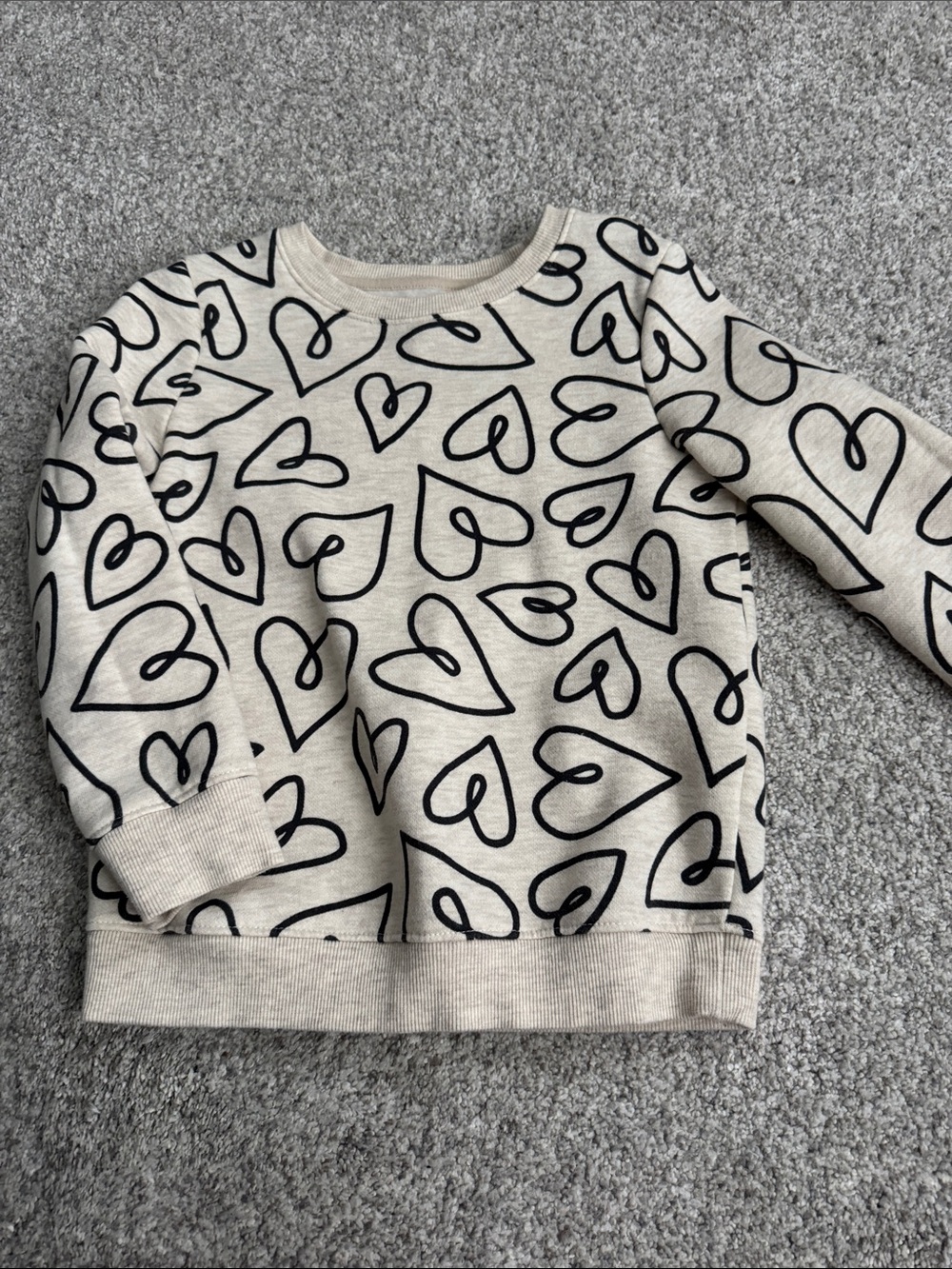 Cat & Jack Cream Sweatshirt with Black Heart Print